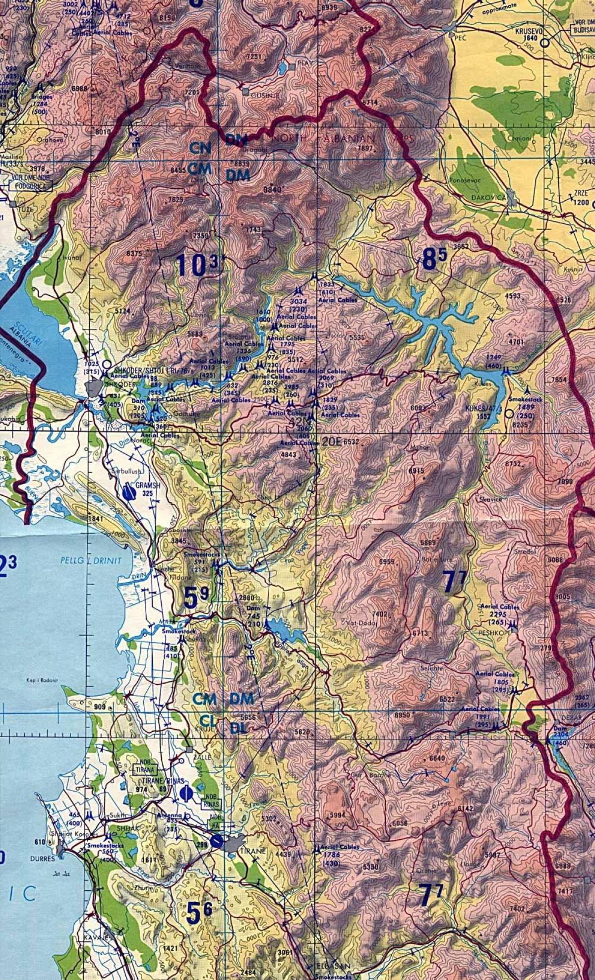 ਨਕਸ਼ਾ ਦੇ ਅਲਬਾਨੀਆ topographic